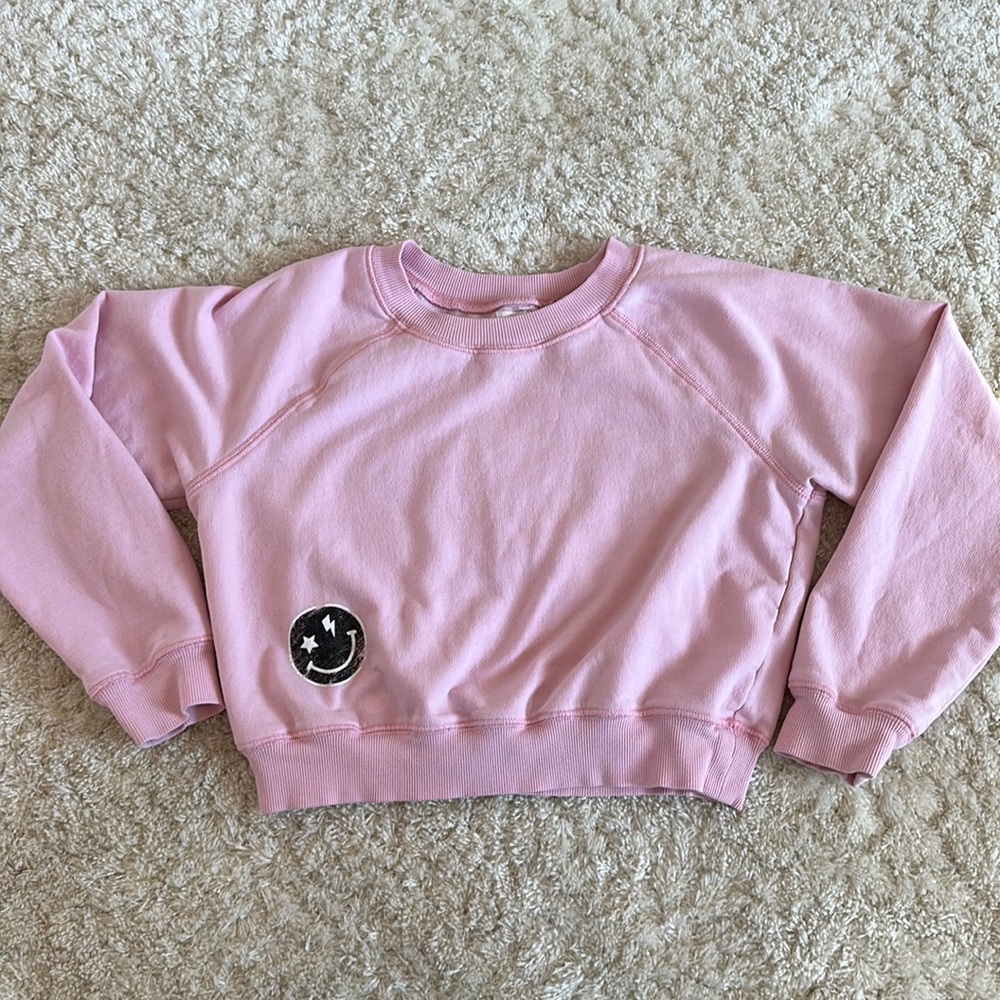 Ever after girls cropped happy face sweatshirt